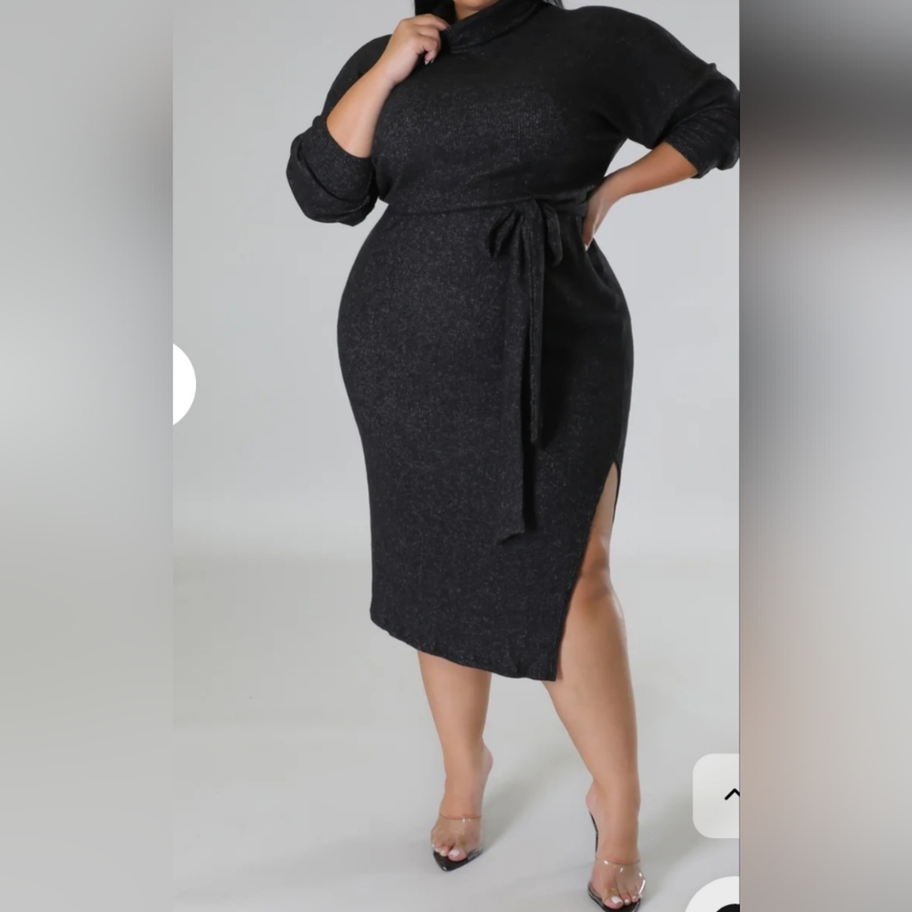 Elegant Charcoal Midi Dress